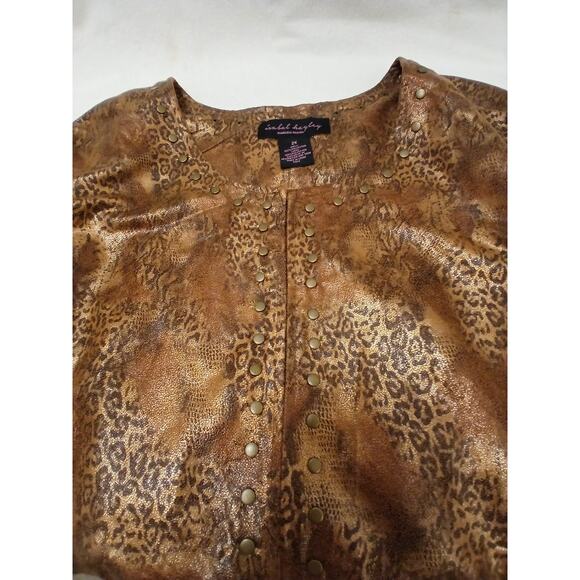 Isabel Hayley Special Occasion Jacket Plus Sz 2X Animal Print Golden Brown Party - Picture 5 of 16